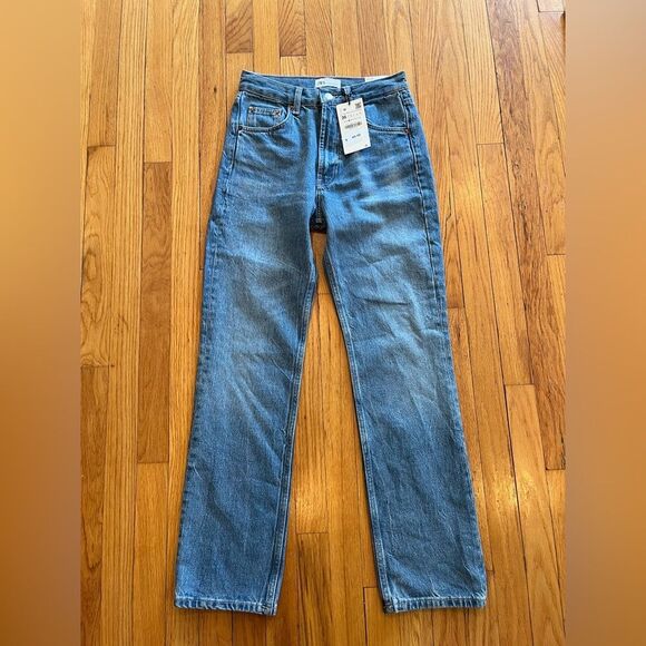 Zara straight fit NWT Classic‎ Blue Denim Jeans women’s size 4 - Picture 1 of 6
